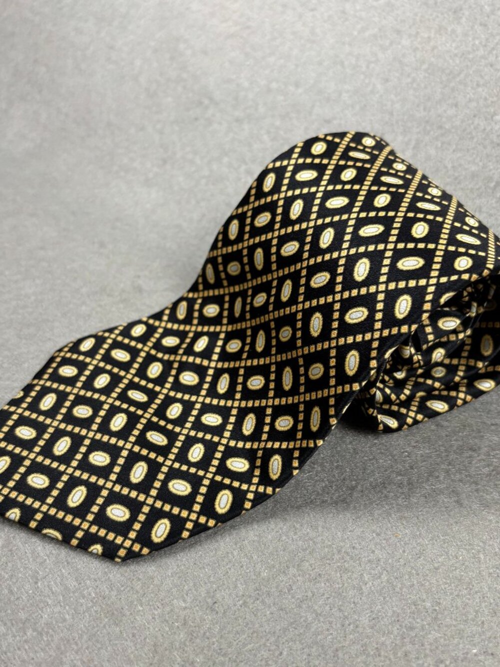 Stefano Ricci Black Gold Geometric Silk Tie Italy
